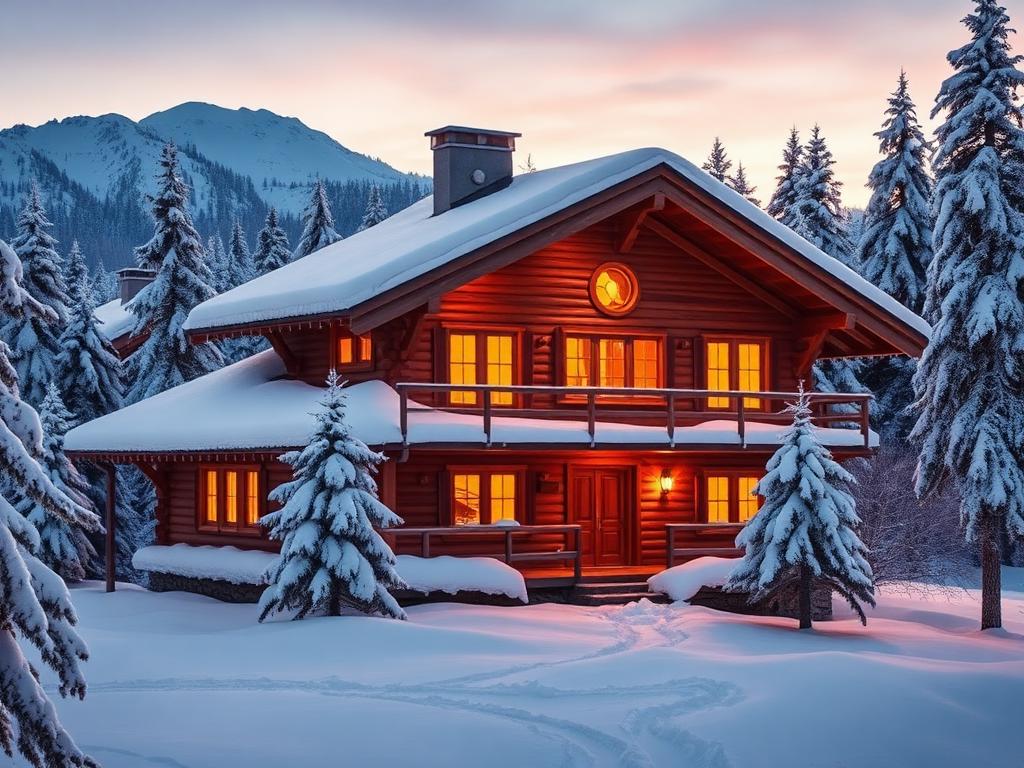 Chalet in de sneeuw tijdens de winter